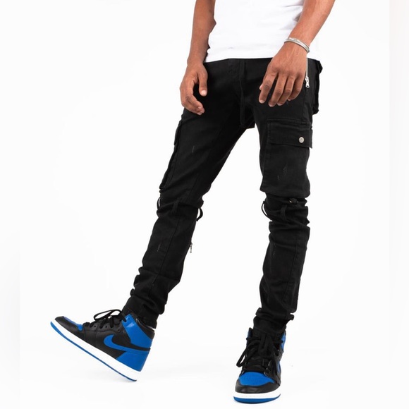 THRT DENIM BLEAK (BLACK) SKINNY JEANS CARGO - Picture 3 of 5